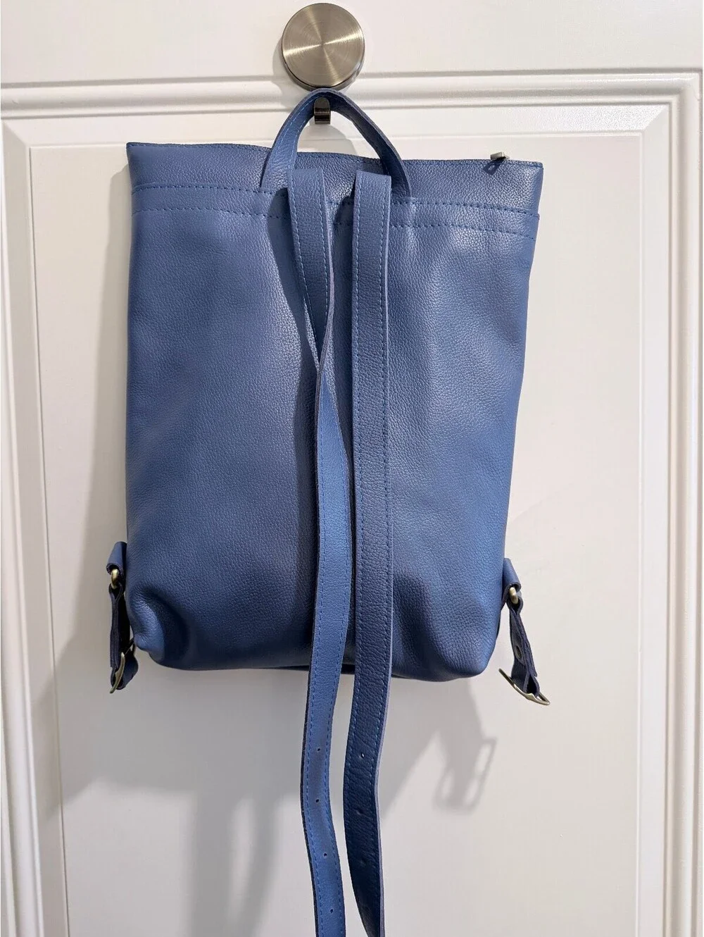 Portland Leather Pebbled Indigo Blue Backpack Laptop NWOT
